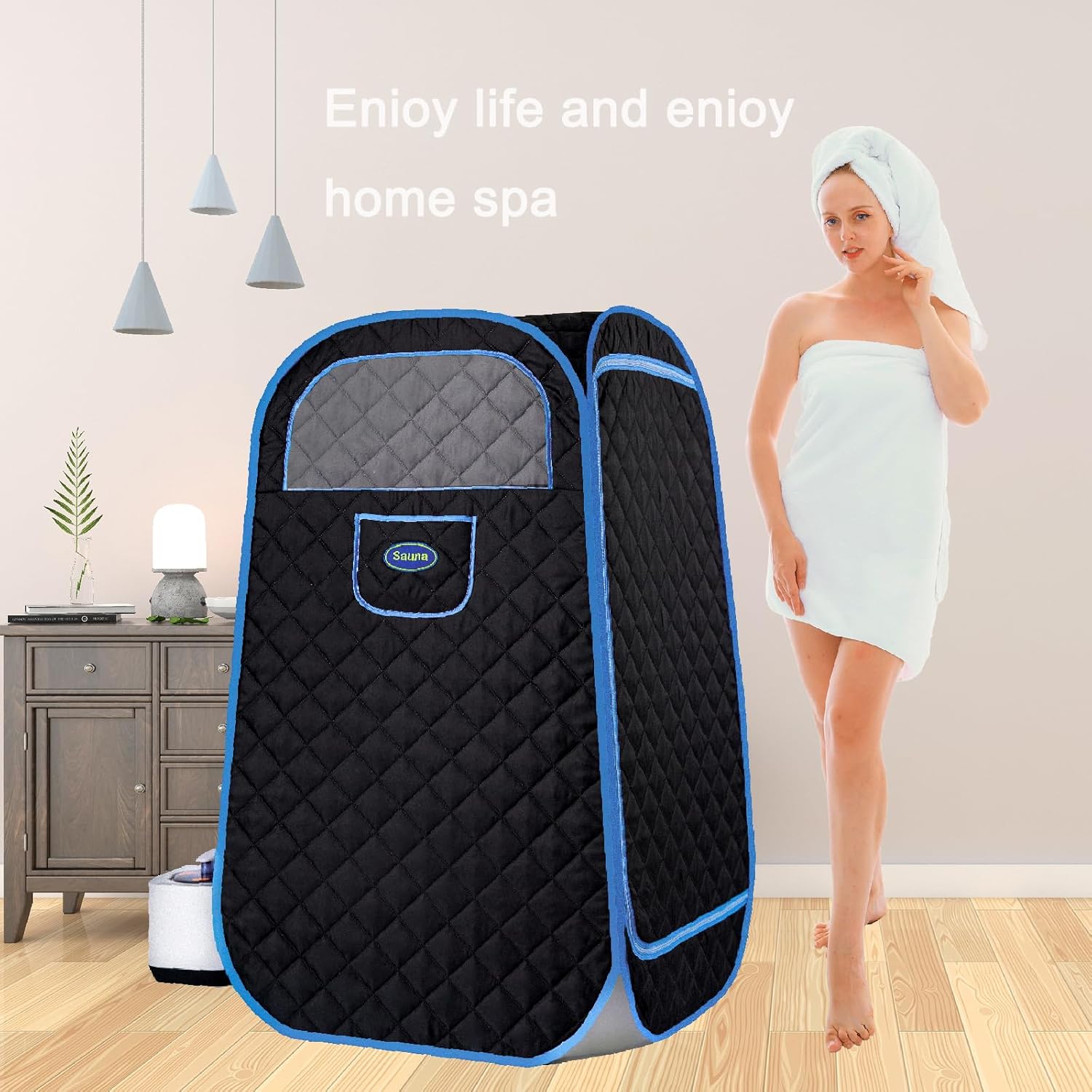 Portable Folding Full Size Steam Sauna - 1000W Personal Spa Tent with 2.2L Steam Generator for Relaxation at Home