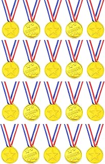 20PCS Gold Winner Medals, Plastic Award Medals with Adjustable Ribbons for Kids/Students/Adults - Sports Competitions, Sch...