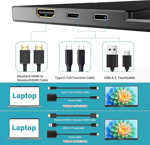 Miniatura 4 de InnoView Monitor portátil con pantalla táctil de 15.6 pulgadas, 1080P, 10 puntos, monitores portátiles con funda protectora con soporte integrado,