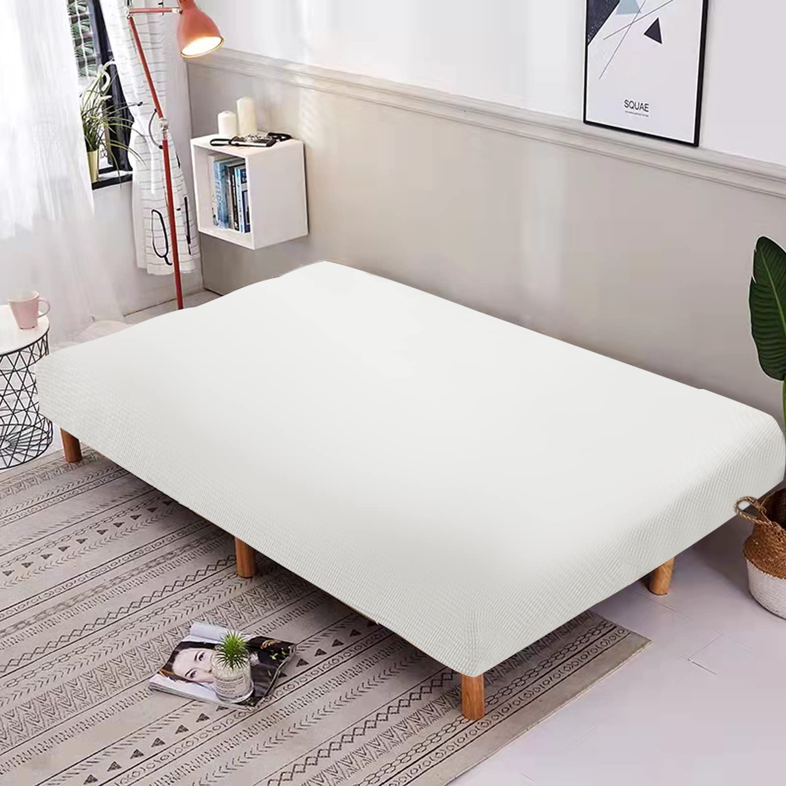 Jaotto Copridivano 2/3 Posti Senza Braccioli Elasticizzato, Fodere Copridivano Letto Antigraffio Resistente all'Acqua, Copridivano Clic Clac Jacquard Pieghevole Antiscivolo per Casa Soggiorno,Panna