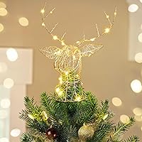 Vista 22 de Luxspire Decoración para árbol de Navidad, estrella iluminada 3D con enchufe USB y control remoto, luces de estrella para árbol de Navidad de 9.6