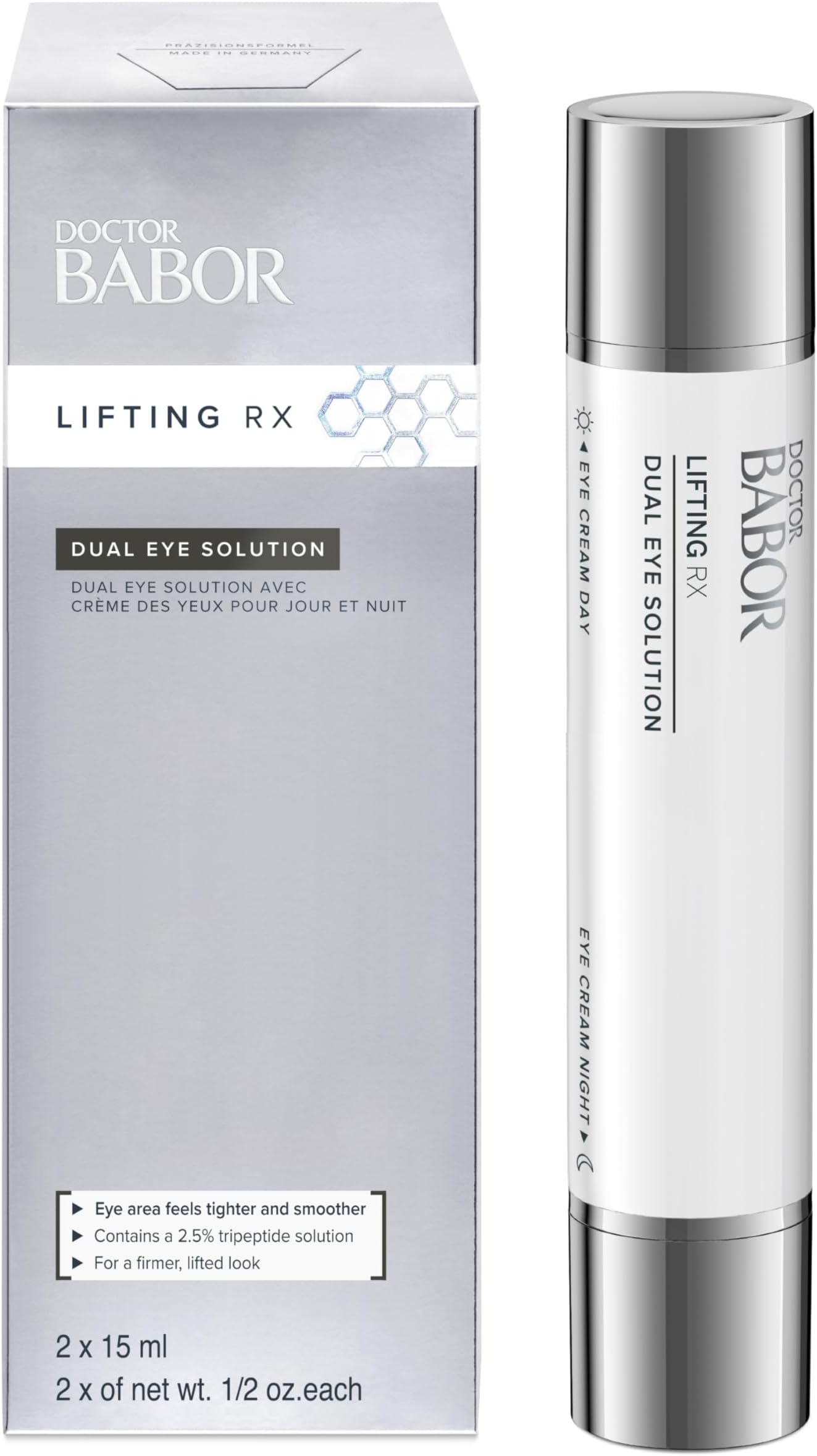 DOCTOR LIFTING RX Dual Eye Solution, Anti-Aging Day and Night Serum, to Reduce Wrinkles, Crow's Feet, and Dark Circles Under Eyes with Hydro-Filler and Re-Charge Complex, Fragrance Free