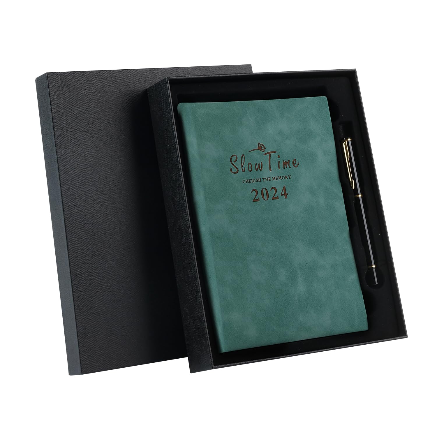 Diary A5 Week to View Planner 2024, Appointment Books Planners with Black Signing Pen, A5 2024 Diary with Gift Box (Green)
