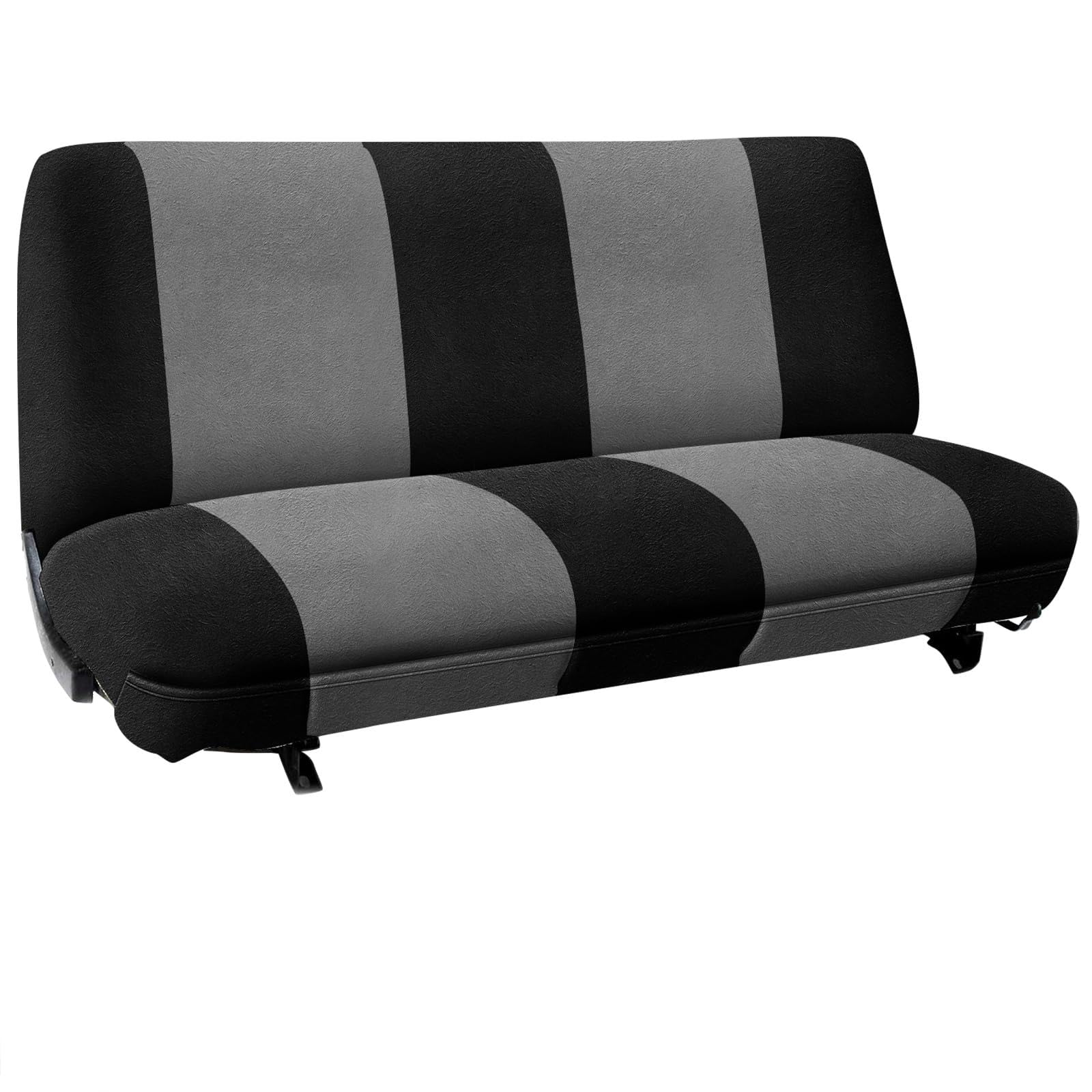 Truck Bench Seat Cover Without Headrest Hole, Compatible with Most Truck and Car Bench Seats, Universal Dutch Velvet Automotive Cover Cushion Accessories, Black & Gray