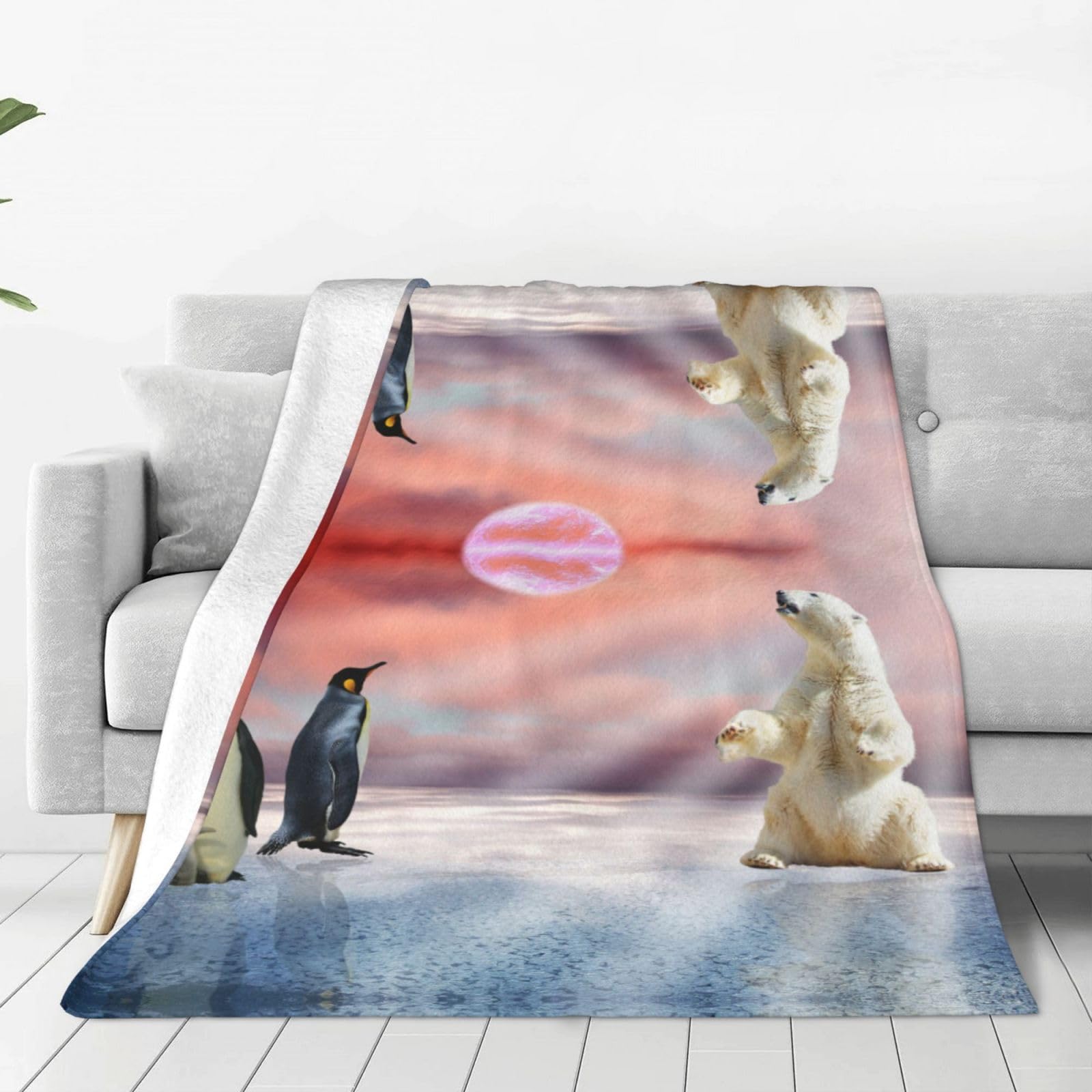 Couverture polaire ours polaire flanelle chaude lit canapé 152x127 cm