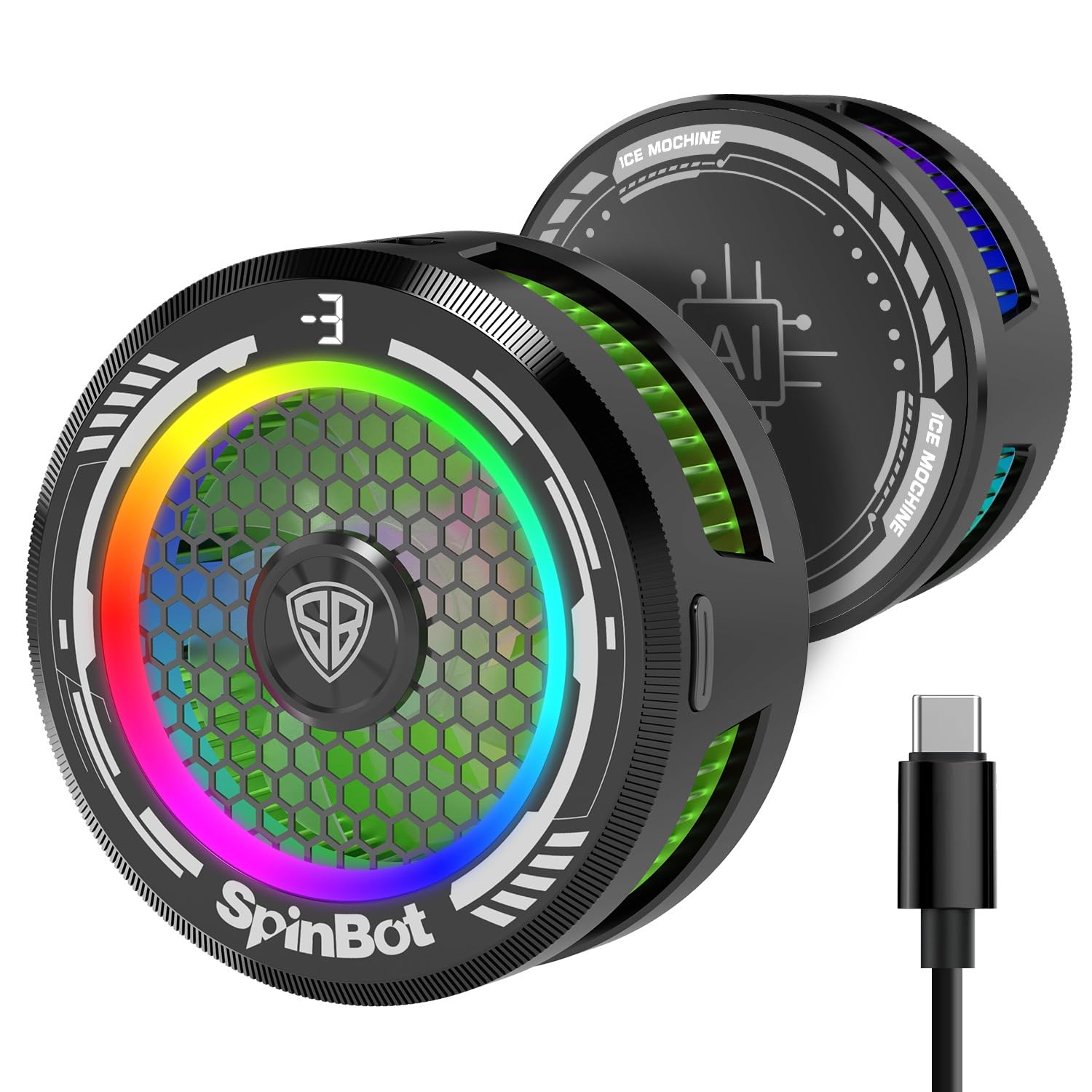 SpinBot IceDot Mag v1 Magnetic Semiconductor Mobile Cooler | Smart AI,L1,L2 Mode for Temperature Control |15W Freeze Cooling | for iPhone 12/13/14/15/16, iPads and Android Smartphones (Black)