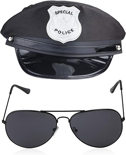 Miniatura 5 de Beelittle Accesorios de disfraz de policía, sombrero, esposas, insignia de policía, policía, Swat, FBI Cosplay