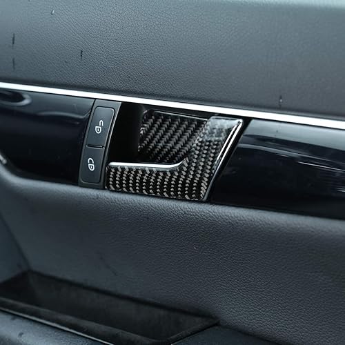 Miniatura 4 de YIWANG Adhesivos para manija de puerta interior de automóvil de fibra de carbono real, 4 unids para Mercedes Benz Clase C W204 C180 C200 C260