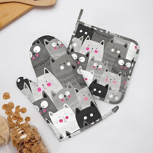 Miniatura 12 de Juego de guantes de horno y soportes para ollas con patrón de videojuegos retro, resistentes al calor, antideslizantes, de silicona, con guantes