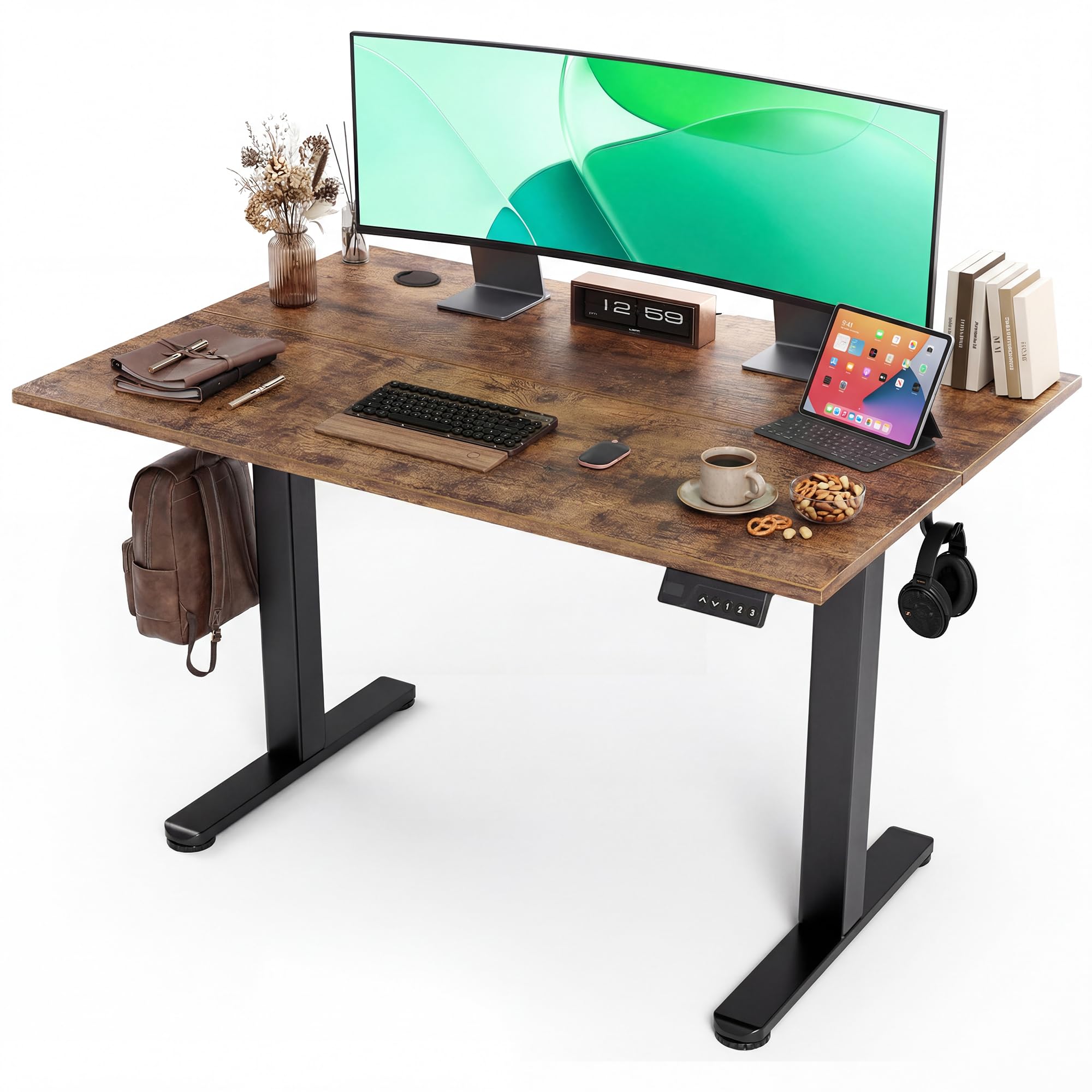 Amazon | Claiks JZ 昇降デスク ベーシックモデル 幅100cm ブラウン天