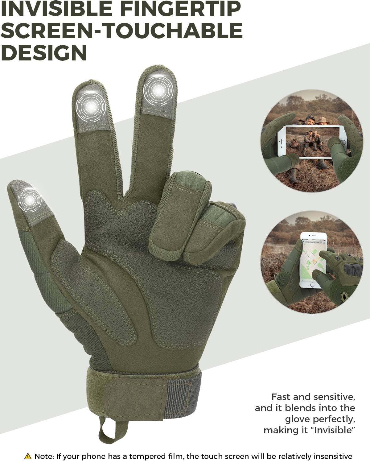 kemimoto Tactical Gloves, Touchscreen Military Combat Gloves with Hard Knuckle for Men Hunting, Shooting, Airsoft, Paintball, Hiking, Camping, Motorcycle Gloves : Sports & Outdoors
