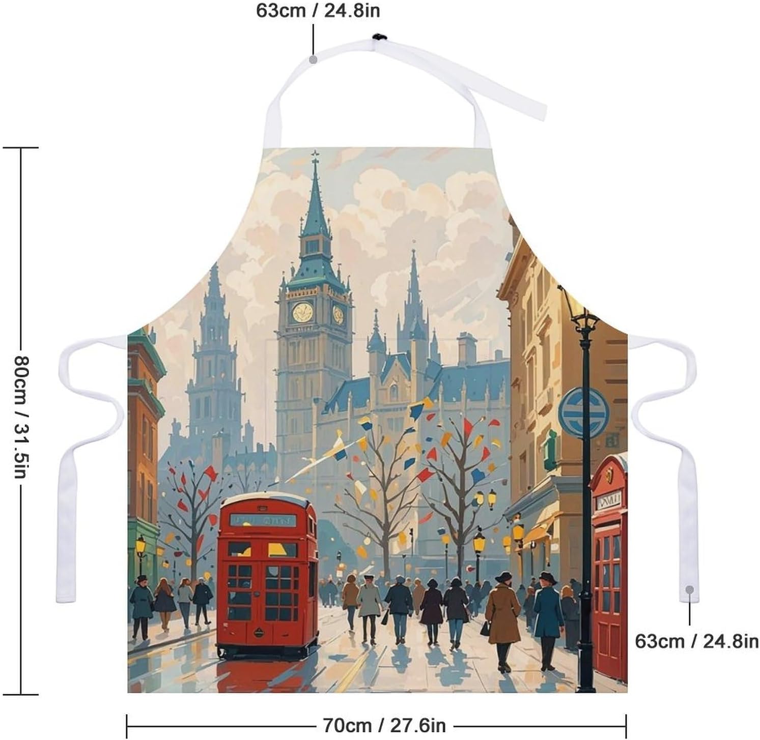 London Impression Apron for Cooking Kitchen Chef Aprons with Pockets Unisex Professional Adjustable Bib Aprons Restaurant Waterdrop Resistant Apron for Men Women Waiter
