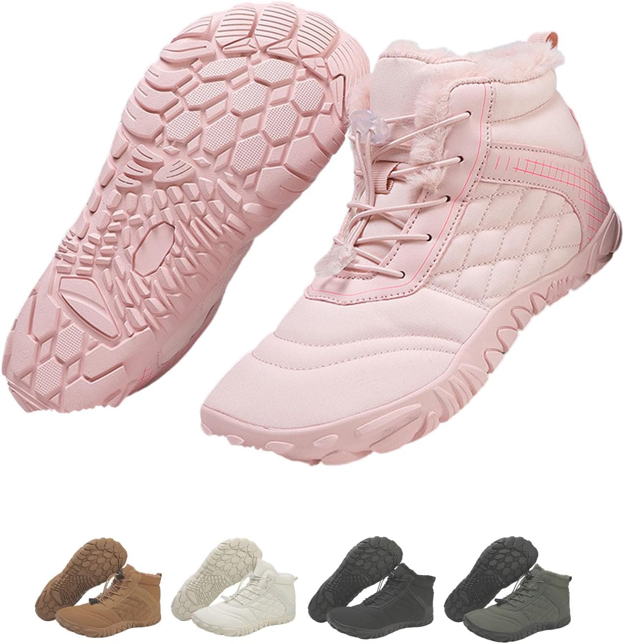 Winter Barefoot Shoes Men Women, Waterproof Non-Slip Wide Toe Box Shoes Walking Snow Boots Hiking Boots