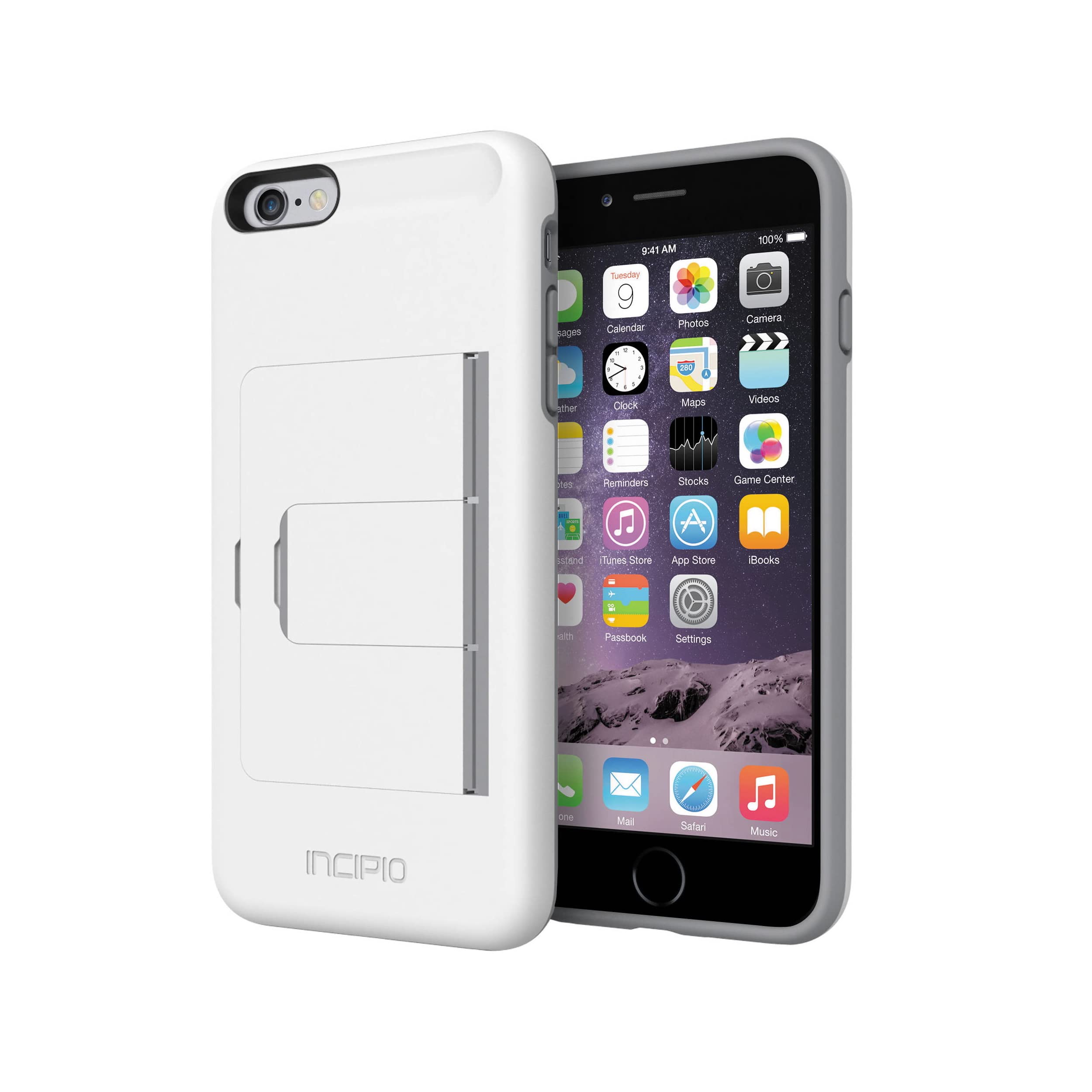 Coque rigide iPhone 6 Plus Incipio blanche et grise béquille arrière - 8