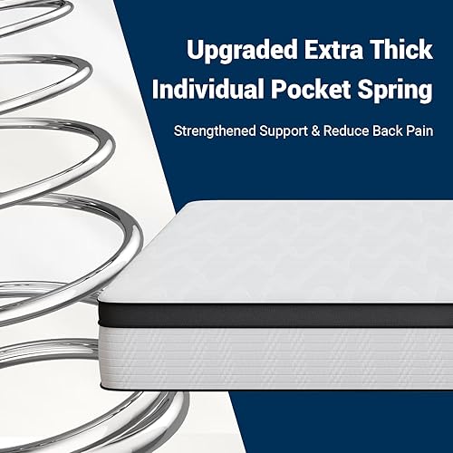 Miniatura 3 de Avenco Colchón tamaño King de 12 pulgadas en una caja, colchones independientes de firmeza media para aislamiento de movimiento, soporte de borde