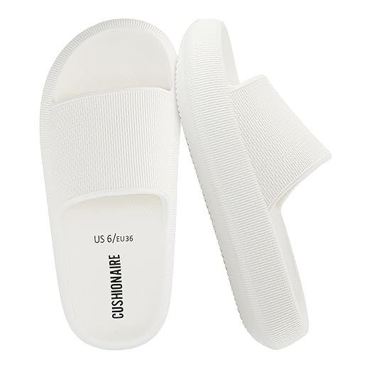 CUSHIONAIRE Women's Feather cloud recovery slide sandal with +Comfort, Vanilla 6