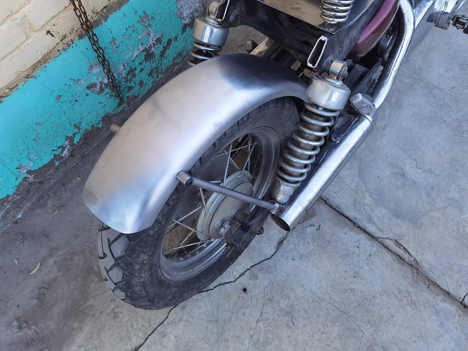 Motorcycle Modified Steel Plate Rear Fender For Yamaha XV250 Virago Silver
