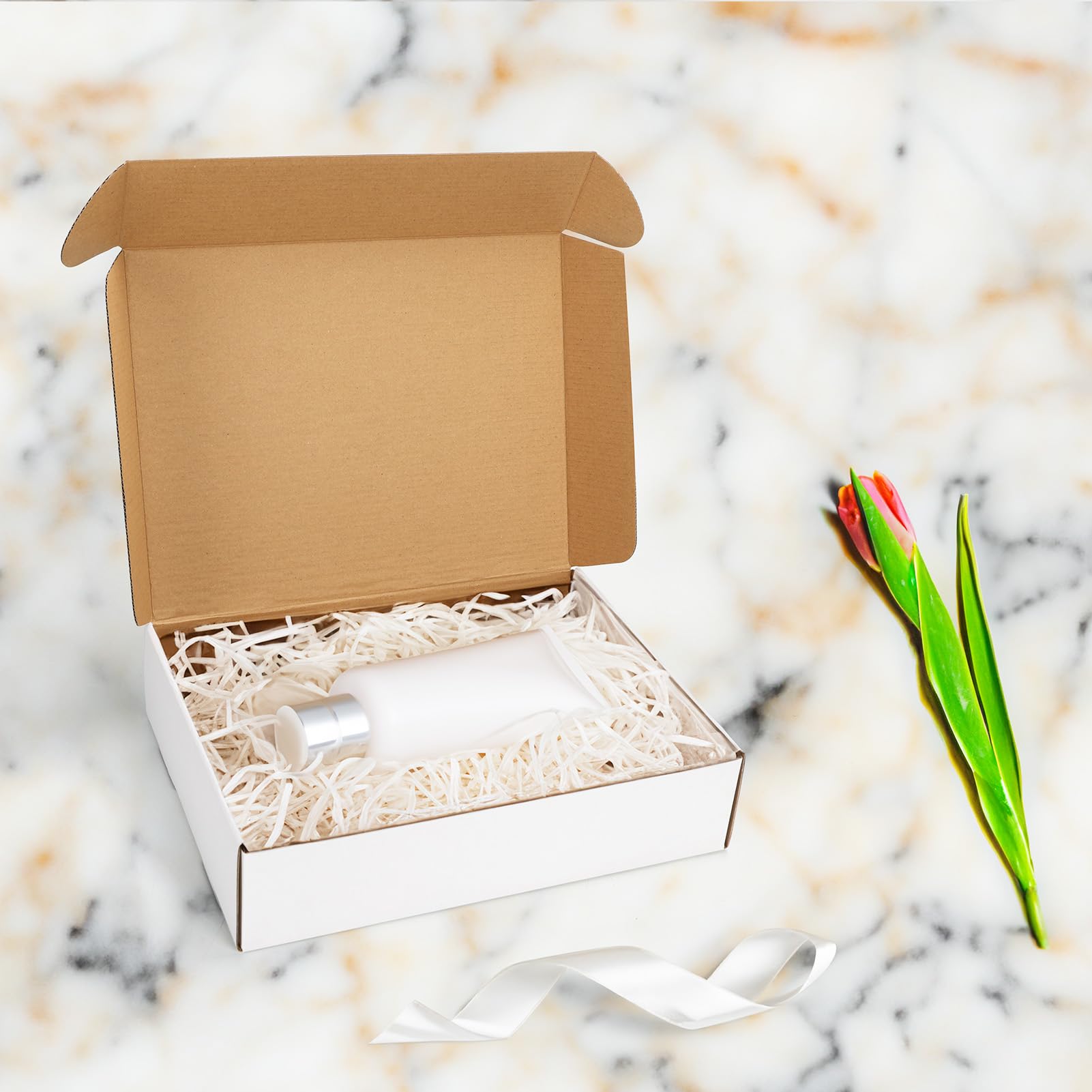 RLAVBL Juego de 25 cajas de envío de 13 x 10 x 3 pulgadas, caja de cartón corrugado blanco para embalaje, correo, negocios