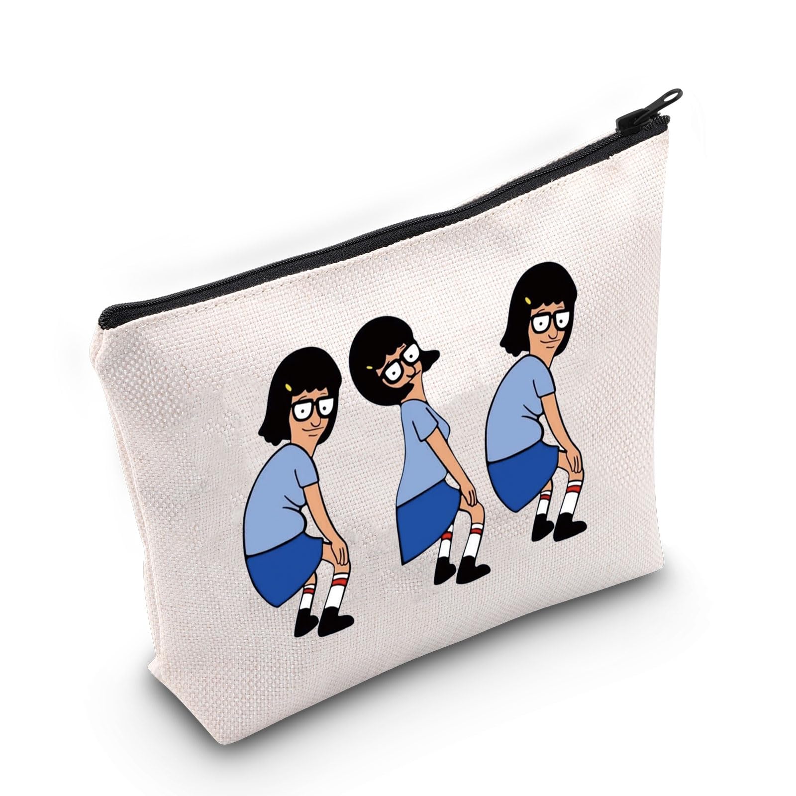 WCGXKO Novelty Tina Belcher ing Tina Cancing Canvas Makeup Bag for TV Show Fans (Tina Beige), Tina Beige