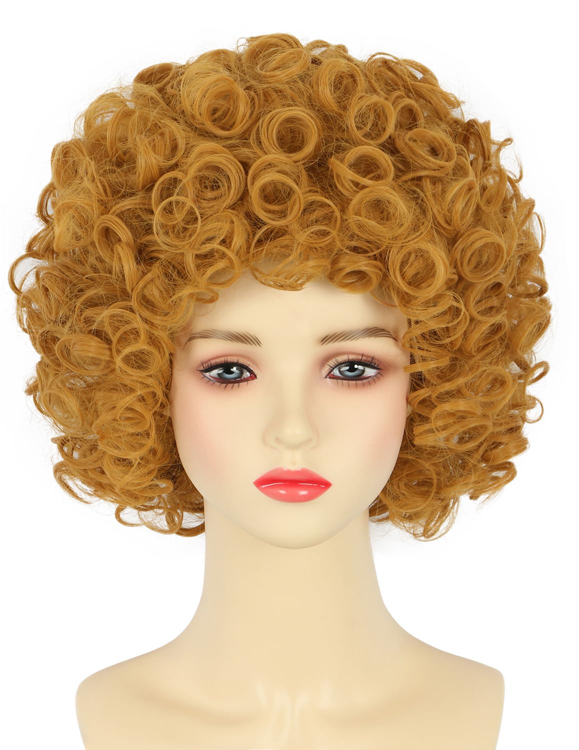 yuehong Short Curly Orange Yellow Women Wig Adult Anime Cosplay Costume Wig Soft Breathable Heat Resistant Synthetic Fibers Costume