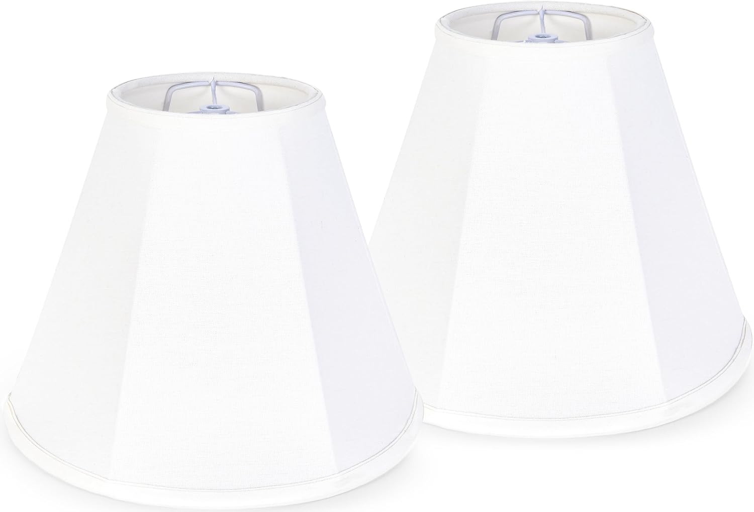 GO&SO White Bell Lamp Shades Set of 2 Small Beside Lampshades- 6" Top x 13" Bottom x 10.6" High(Spider) Traditional Linen Lamp Shade for Table Lamps - Replacement Lampshade - Assembly Required