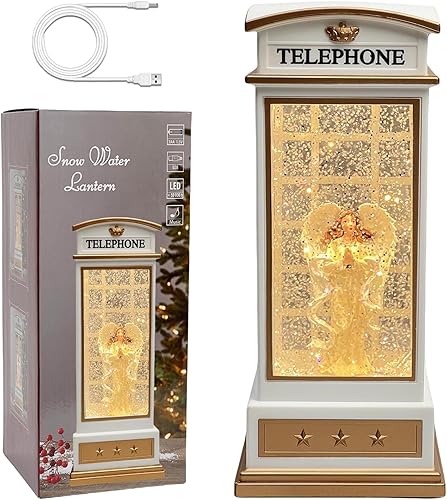 Miniatura 7 de Linterna de escena de Nacimiento con globo de nieve - Linternas de agua de Navidad con luces y purpurina - Decoración de cabina telefónica blanca -