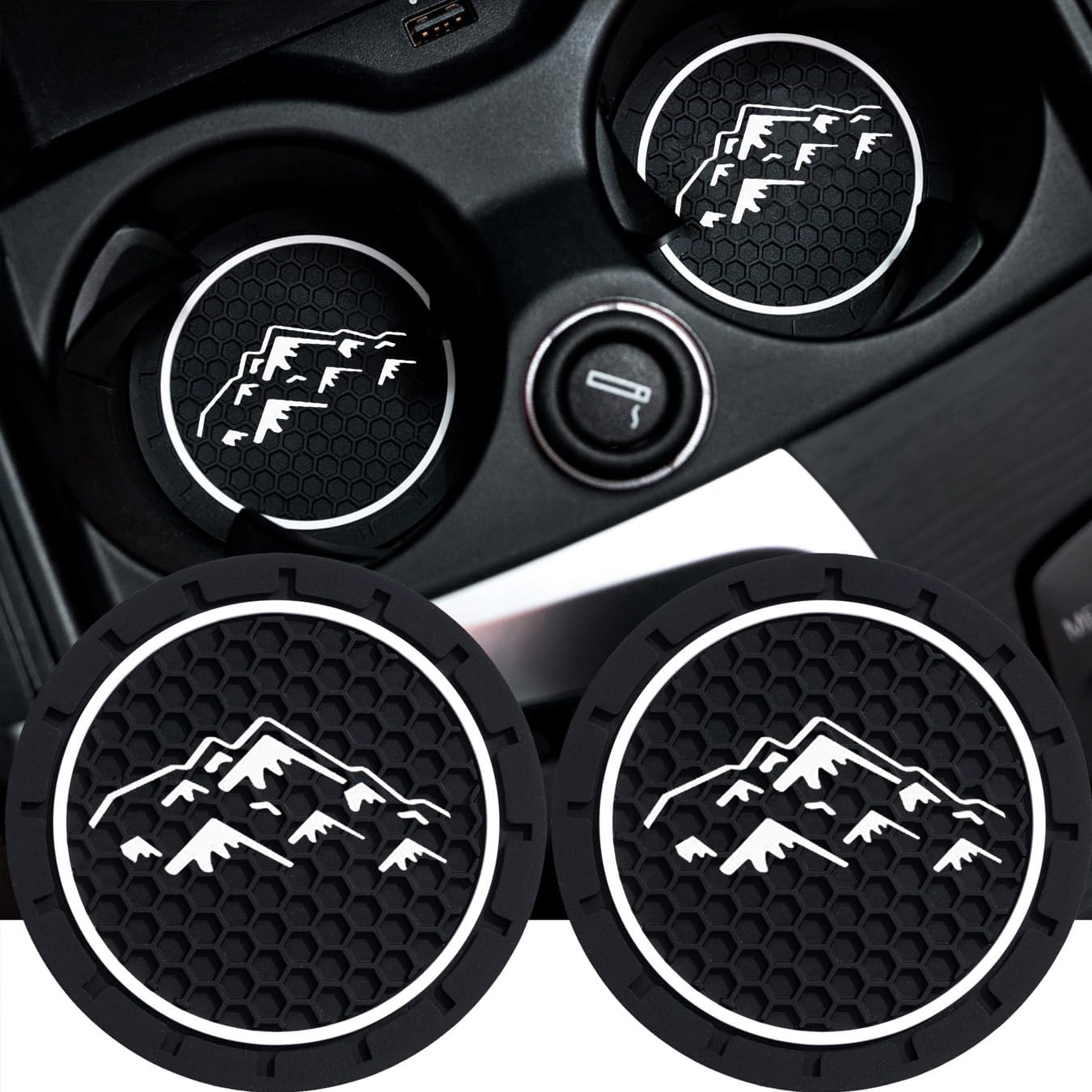 2Pcs 2.75 Inch Mountain Cup Holder Insert Coaster Diameter Oval Tough Vehicle Travel Auto Mountain Car Accessories