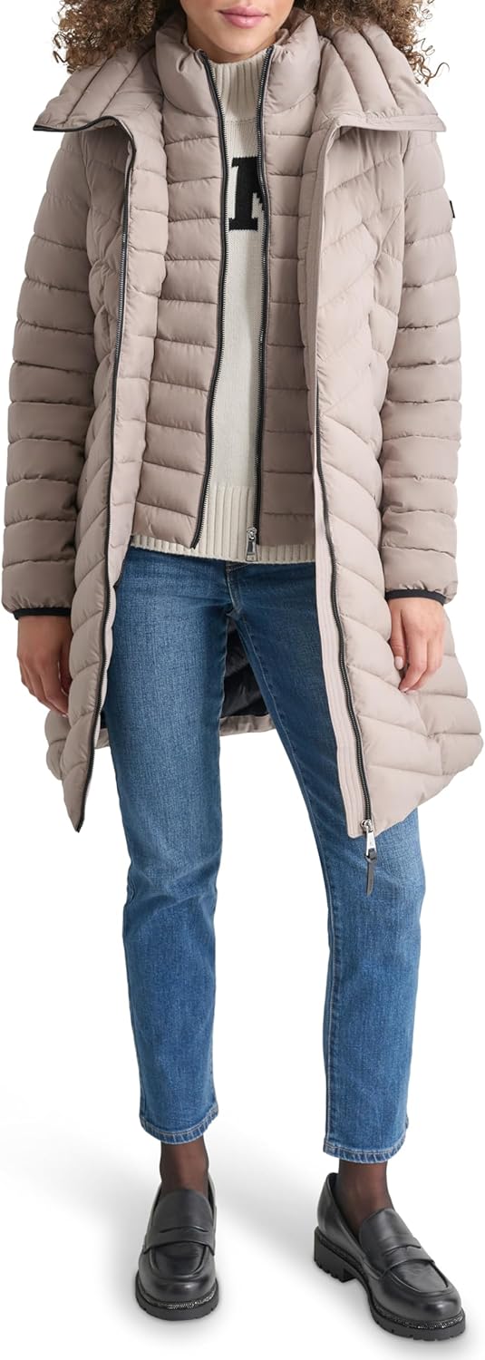 DKNY Women's Bib-front Light-weight Puffer - Image 6