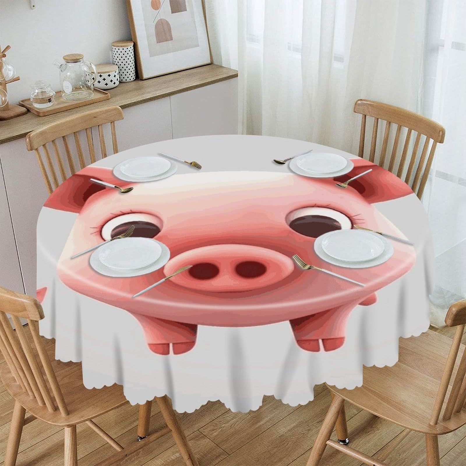 Adfgyerh Style Smiling (10) Table Cloth Easy To Clean, Home Decor Lace Design, Soft And Comfortable, Round Tablecloth Suitable For Homes, Restaurants, Hotels, Patio Tables, Etc.