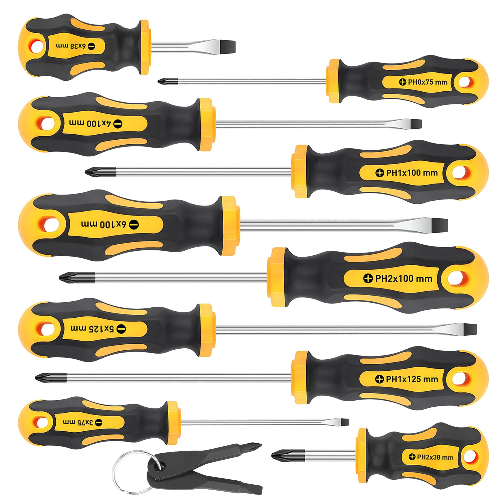 Kalttoy Yellow 12 Piece Attractive Driver Set Permanent Search Engine Speed Steel Handle For Home Factory Workshop Search Engine Speed Steel Wrenches