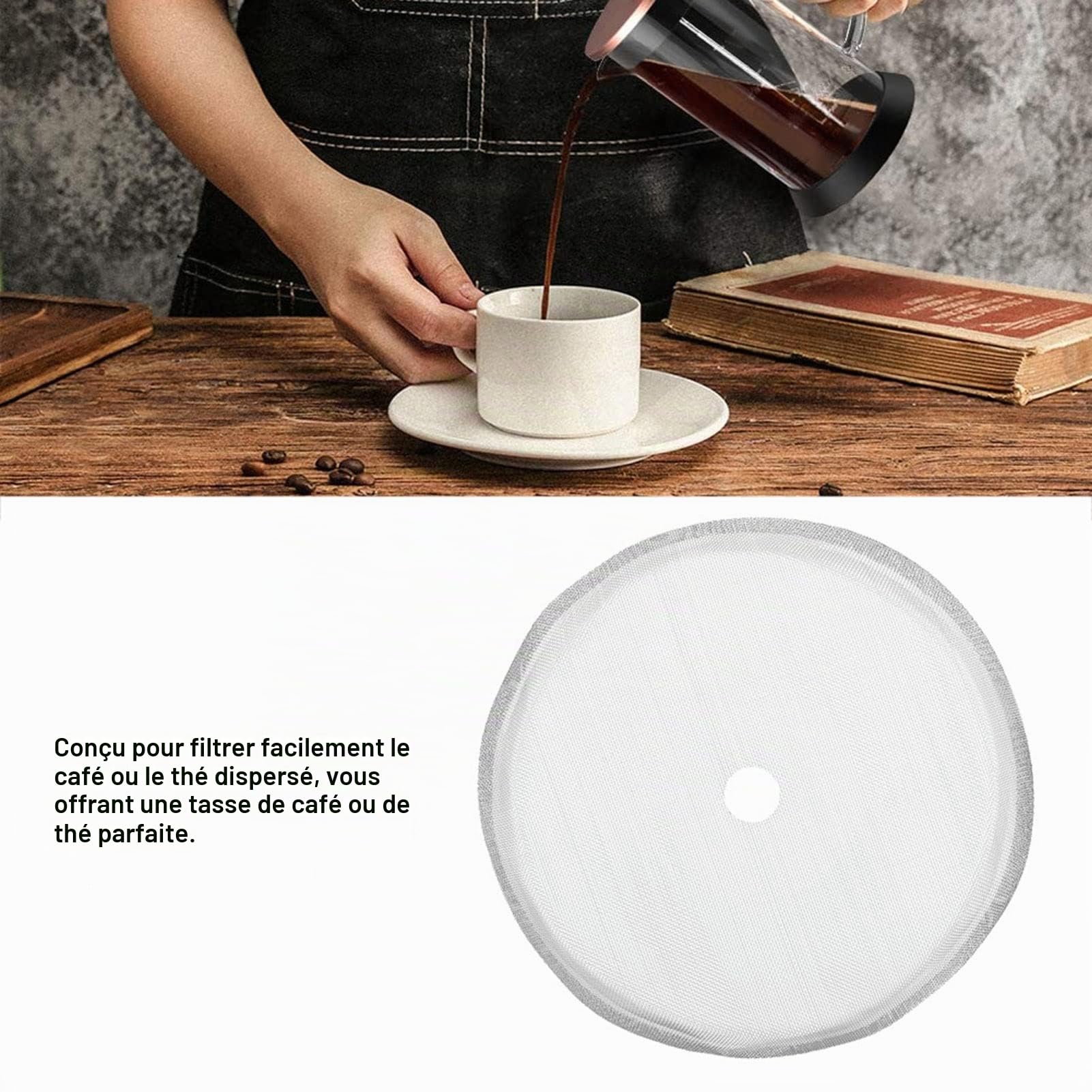 Filtre Cafetière À Piston, filtre de remplacement de presse française, Lot de 5 filtres à mailles réutilisables filtres de rechange en acier inoxydable 80 mesh pour cafetière à piston 350 ml