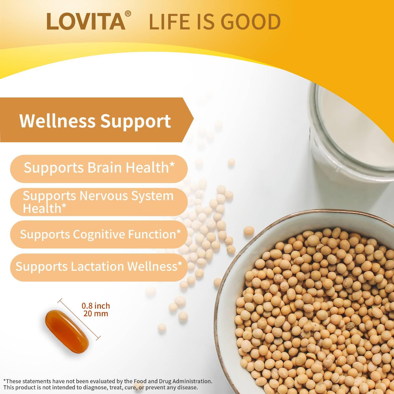 LOVITA Soy Lecithin 1000 mg, 35% Phosphatidylcholine, 60 Vegan Softgels — Amazon image 4