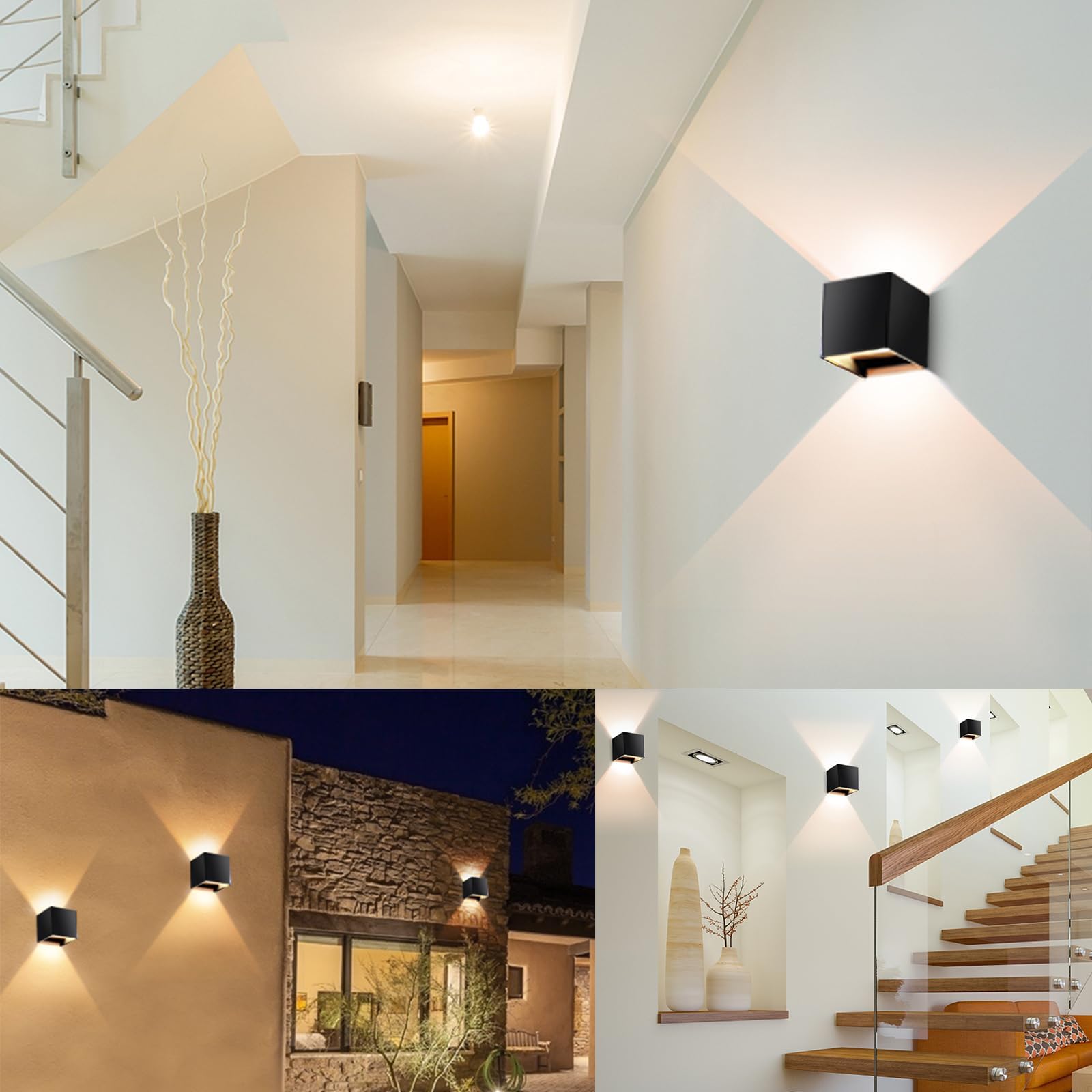 OOWOLF LED Aplique de pared exterior/interior, IP65 lmpermeables,3000K,con Bombillas G9 Reemplazables, ideal iluminación para Exterior