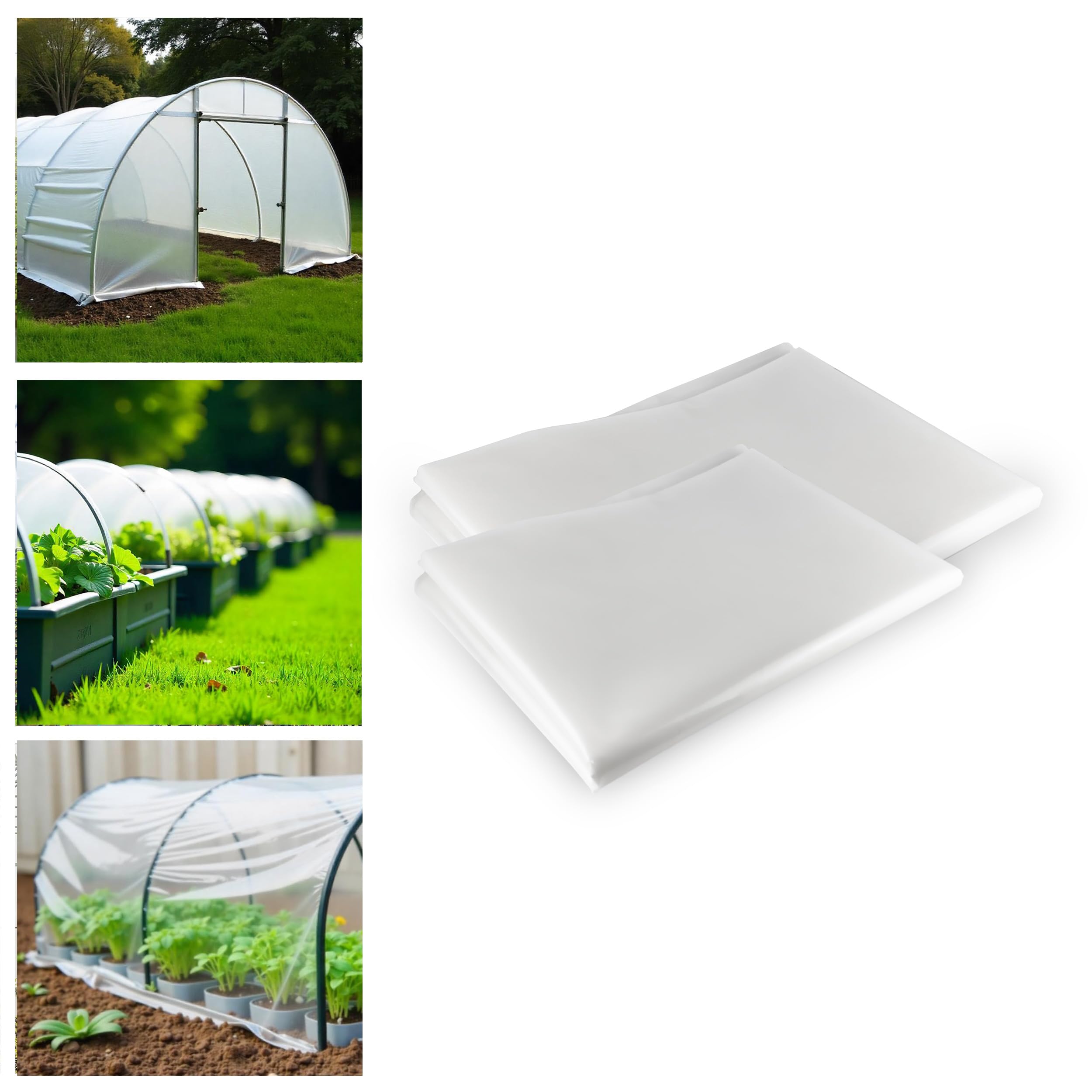 Plastique pour serre tunnel 600 galges 150 microns. Plastique spécial pour mini ou micro tunnel agriculture et protection plantes serre, potager, jardin extérieur (3,3 x 60)