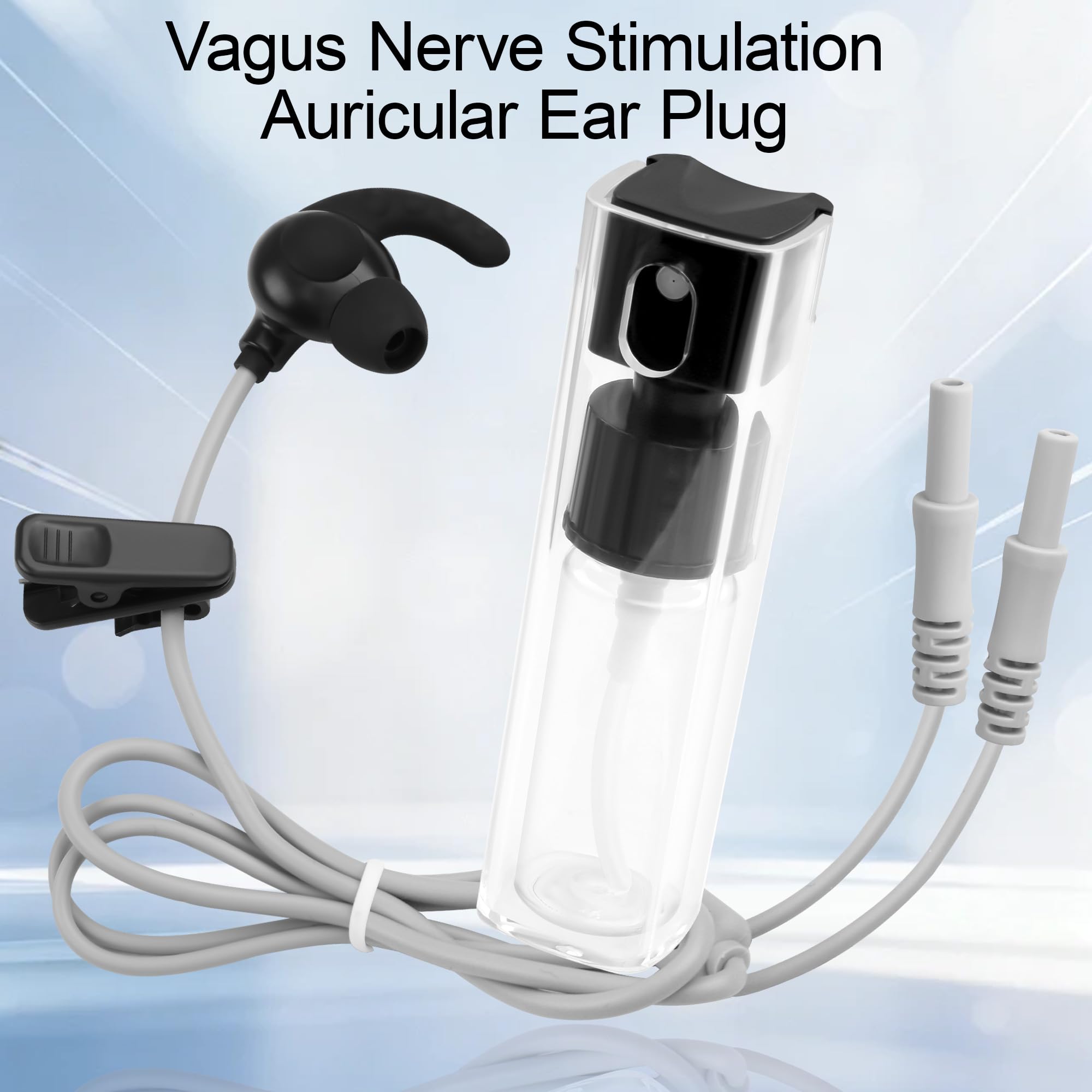 Vagus Nerve Stimulation Plug d'oreille vers connecteur avec flacon pulvérisateur et 2 embouts d'oreille remplaçables
