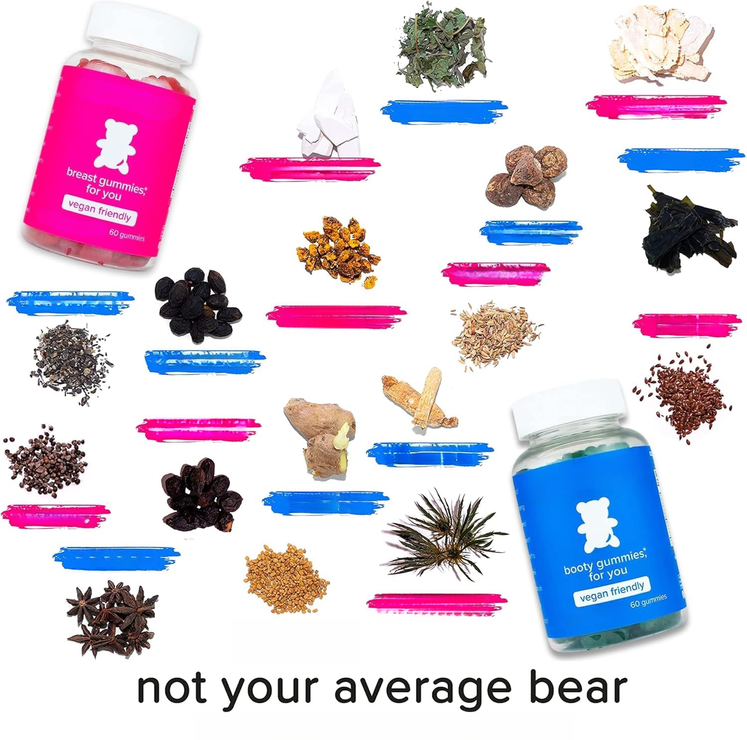 Gomitas para glúteos para mujeres - Multivitaminas con plantas naturales - Sin OGM