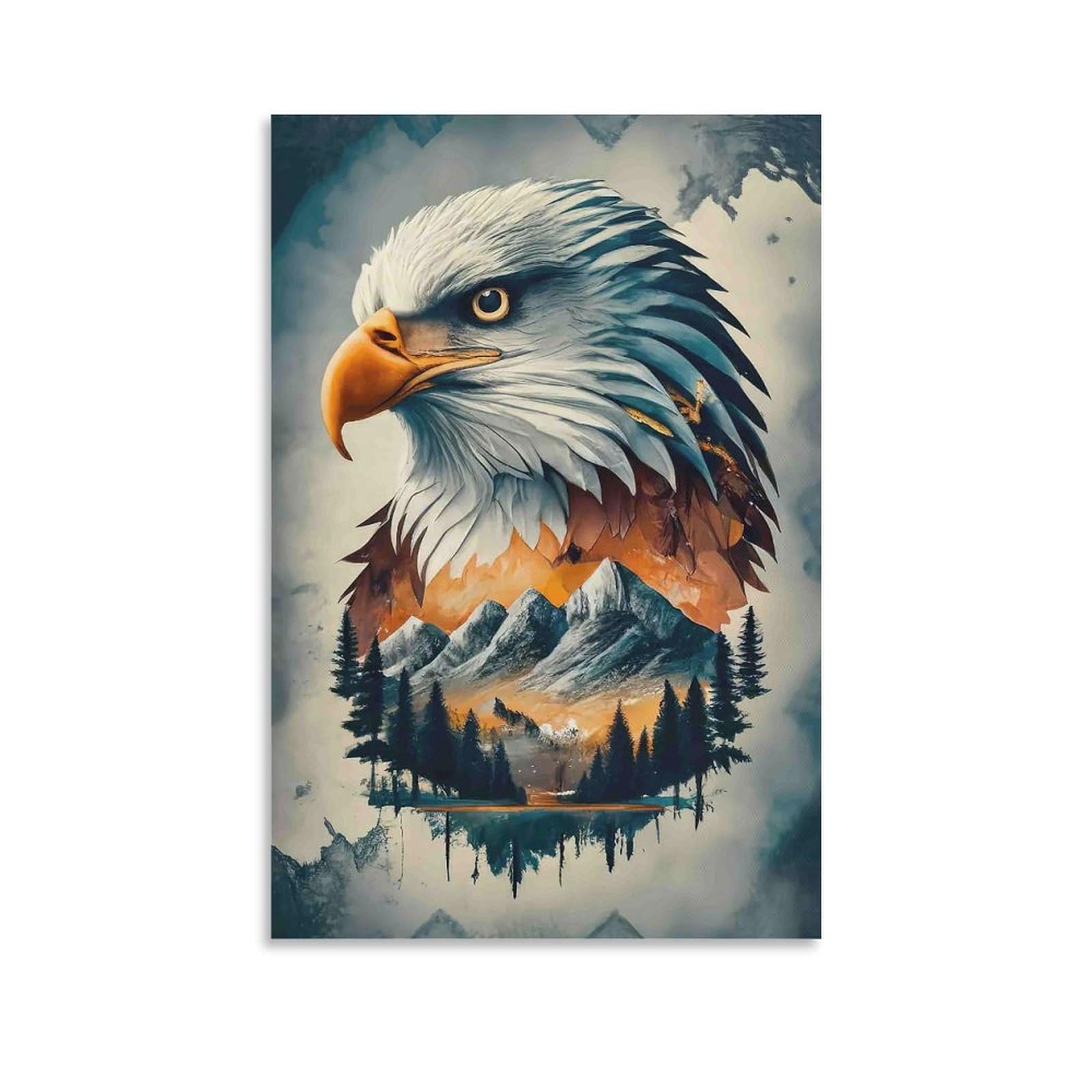 DHBANEIOK Eagle Mountain Landscape Poster Artwork Giclee Canvas Prints Modern Canvas Wall Art Picture Wall Hanging for Bedroom Living Room Decor 24x36inch(60x90cm)