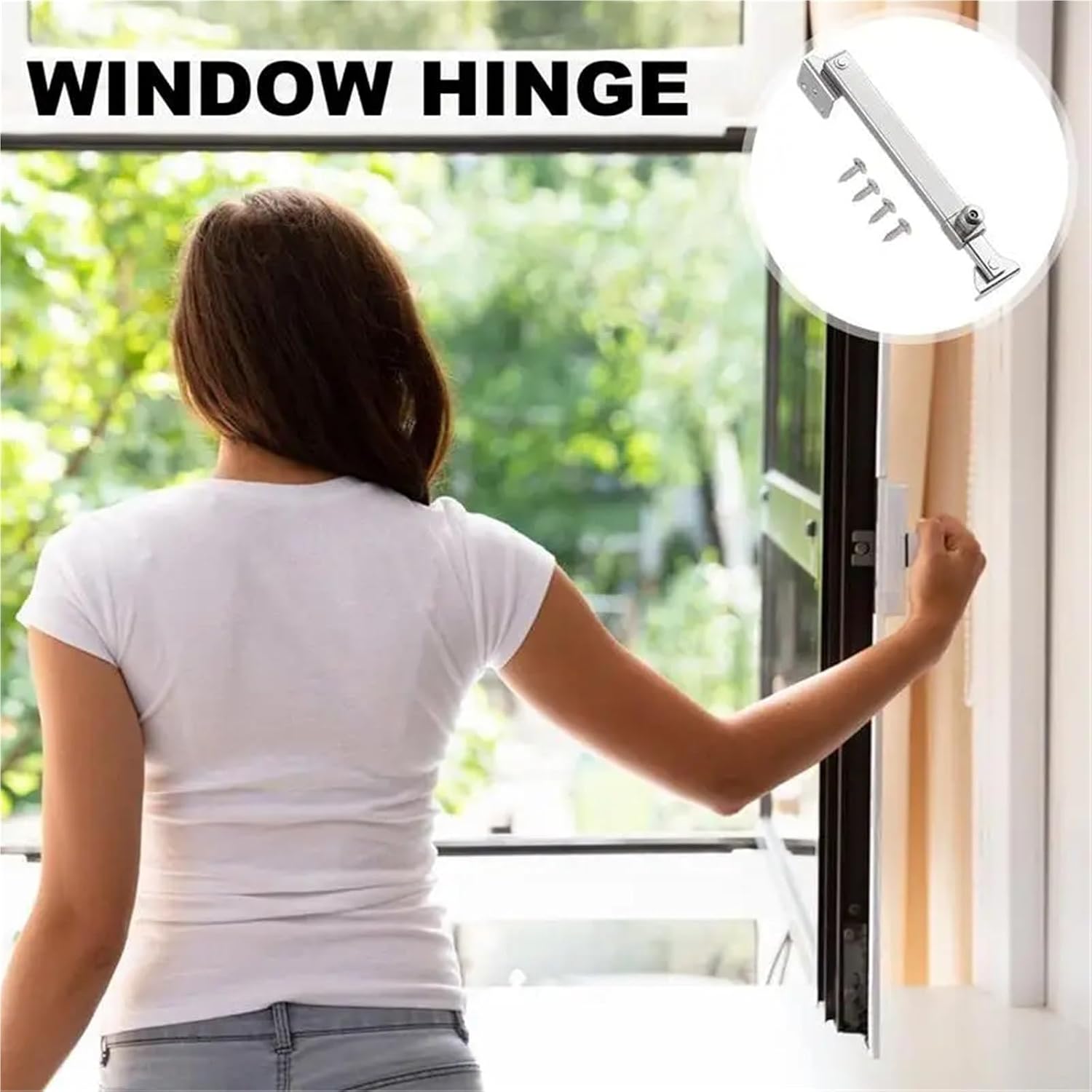 Stainless Steel Casement Window Lock Latch Stay Hinge for Easy Installation | Durable zinc alloy & stainless steel hinge, fits 0.28-0.47 inch glass, easy DIY install