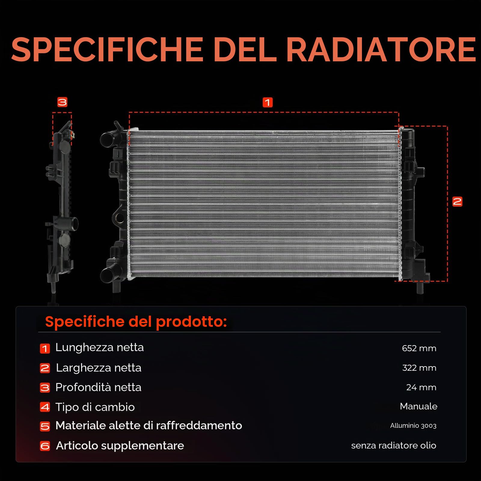 Frankberg Radiatore Motore Radiatore acqua Compatibile con Polo 6C1 6R1 1.2L Polo 6C1 6R1 1.4L Fabia II 542 1.2L Ibiza IV 6J5 6P1 1.4L Polo 6C1 6R1 1.0L Replace# 6R0121253A