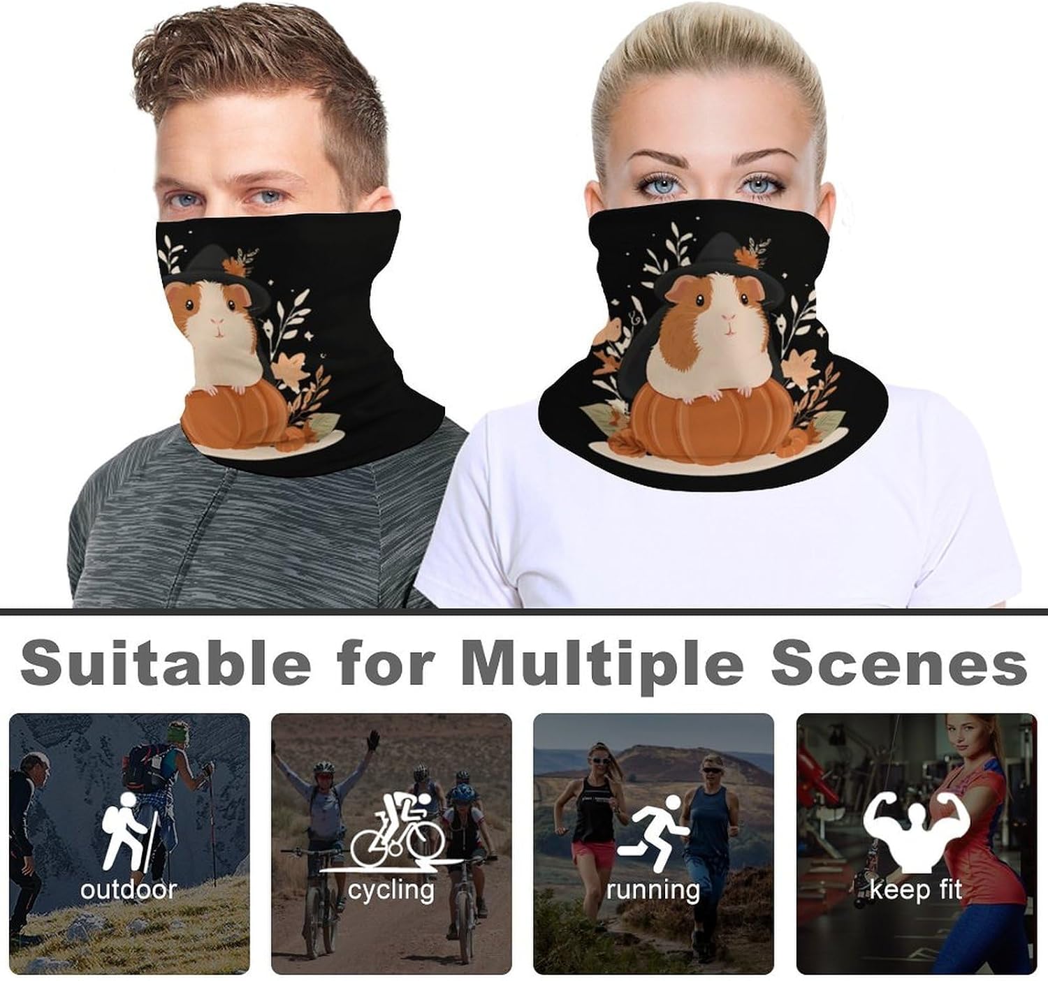 Guinea Pig Halloween Unisex Neck Gaiter Face Scarf Cover Sun Hoods for Outdoor Hiking Skiing