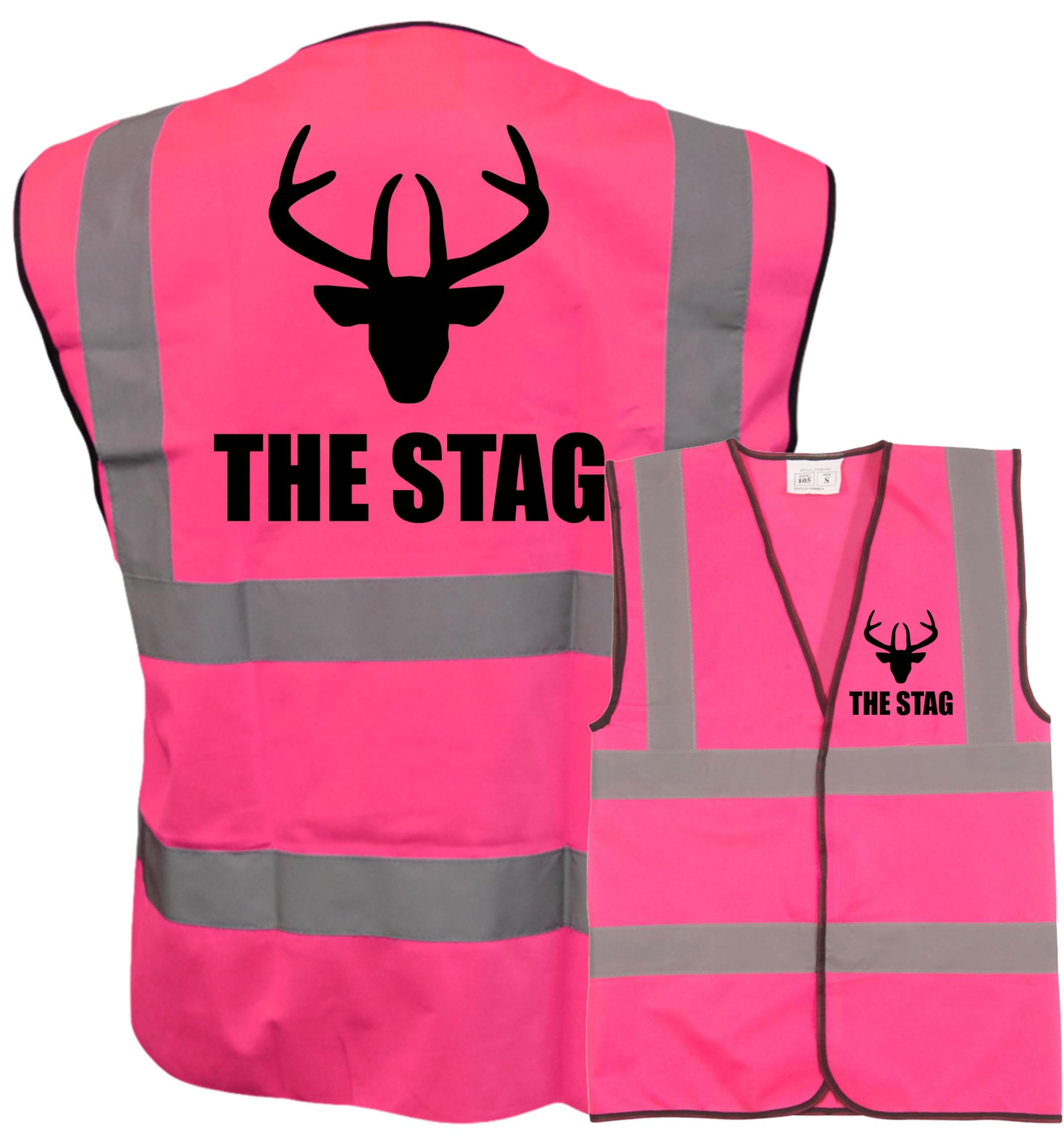 Brook Hi Vis Uk Unisex Pink The Stag With Deer Head! Hi Vis Vest -Ideal For Stag Do & Stag Nights Xxxl