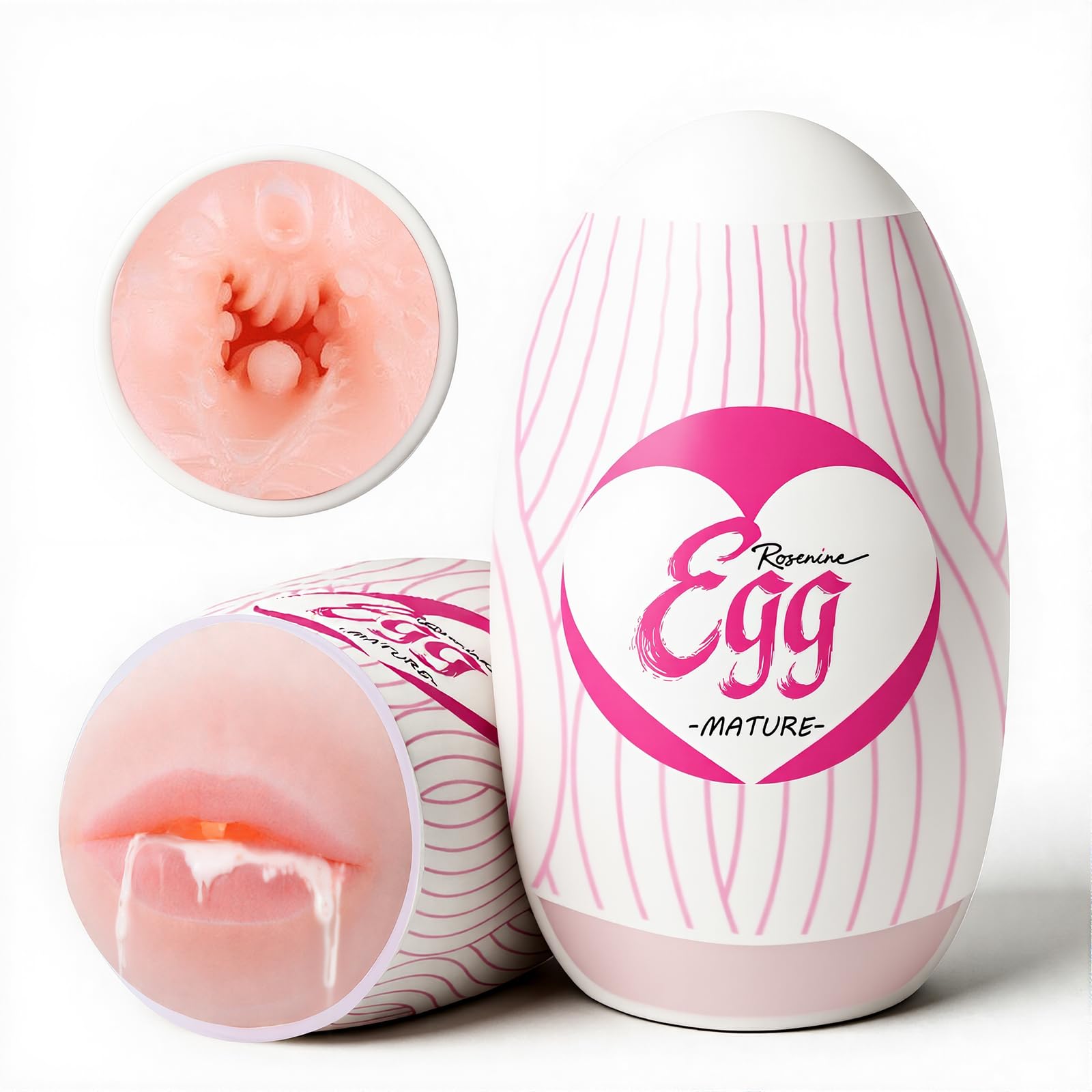 Egg Male Masturbators for Penis Training,Textured Stroker Pocket Pussy Stretchable Stimulator Sleeve with Strong Suction, Realistic Portable Anal Sex Toys for Men（Oral-Style）
