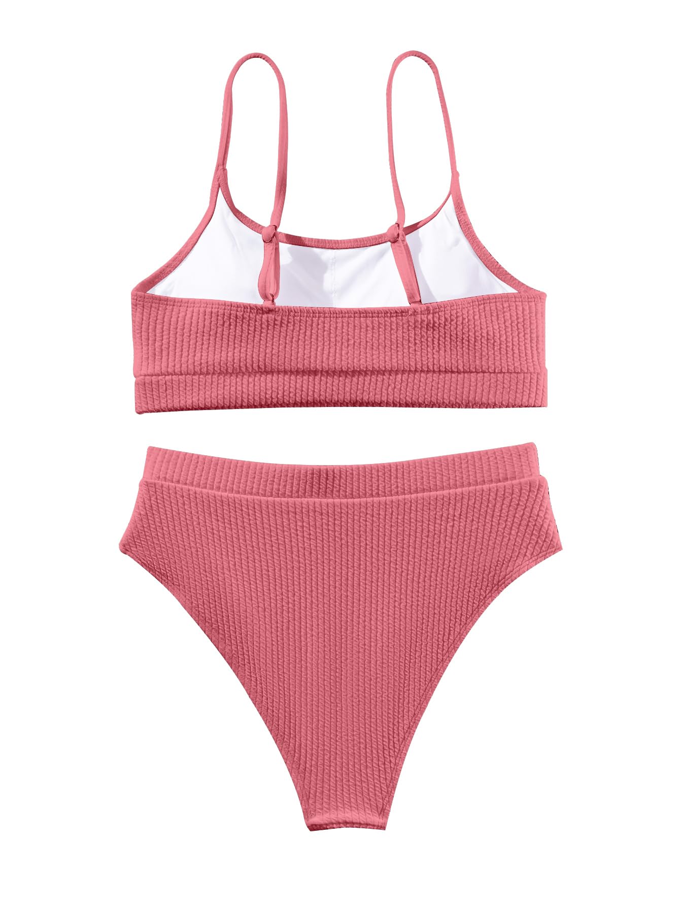 Lilosy Conjunto de traje de baño brasileño de 2 piezas con parte superior acanalada y control de abdomen de cintura alta