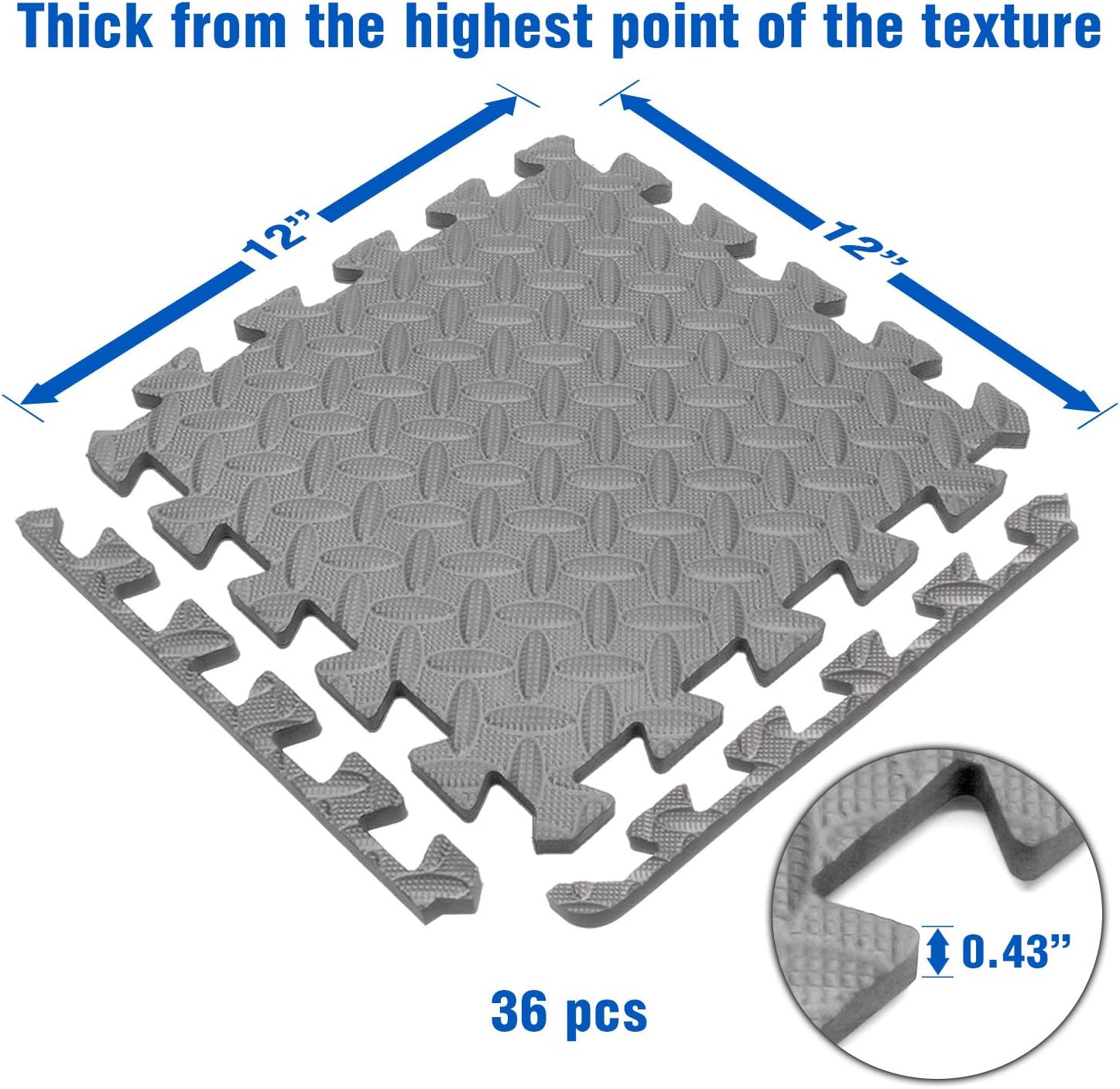 Yes4All Interlocking Exercise Foam Mats with Border – Interlocking Floor Mats for Gym Equipment – Eva Interlocking Floor Tiles (Gray) : Sports & Outdoors