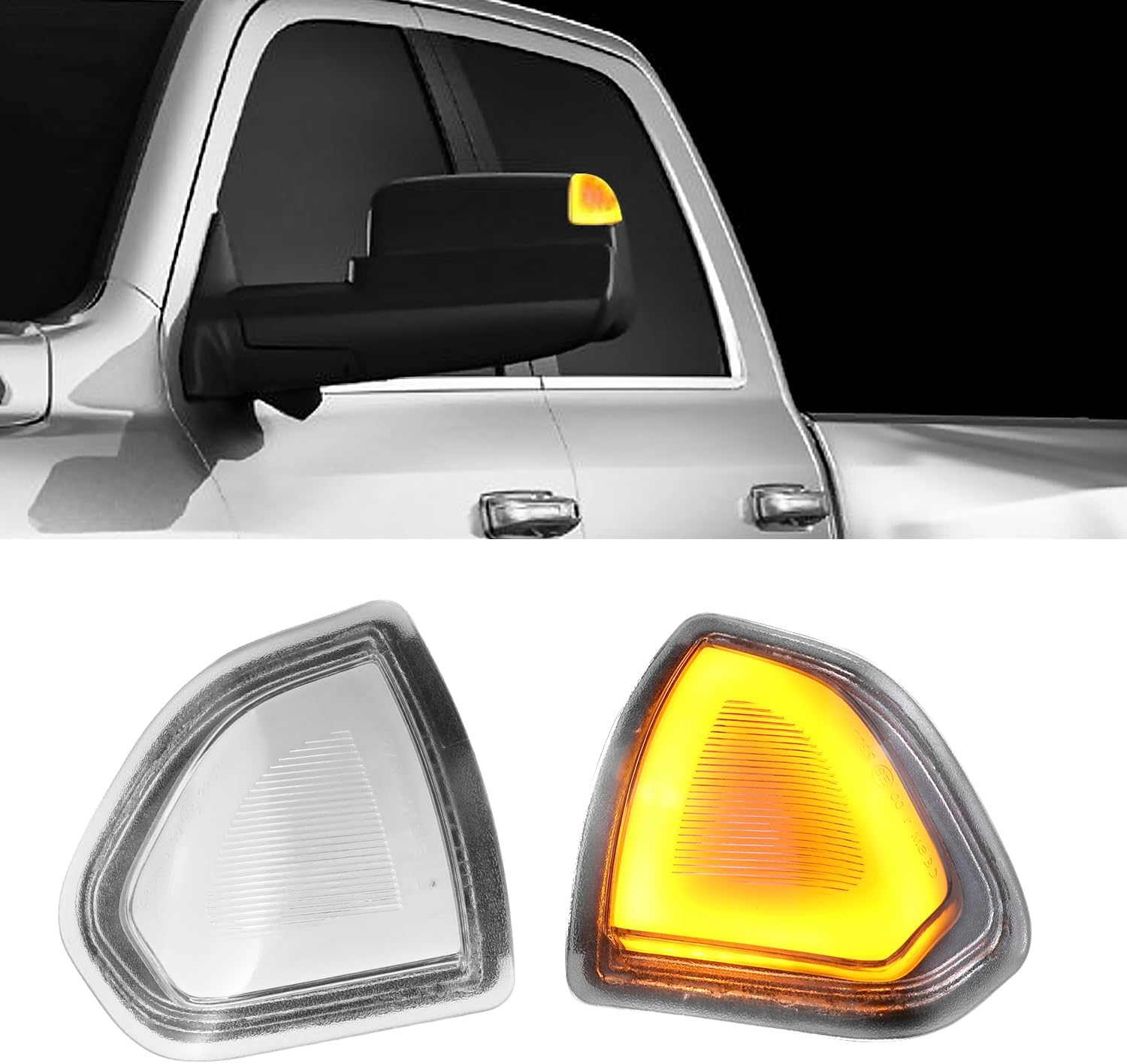 SZ-Light LED Side Mirror Turn Signal Lamps Compatible with 2010-2018 Dodge Ram 1500 2500 3500 4500 5500, Compatible Codes: 68302828AA, 68302829AA