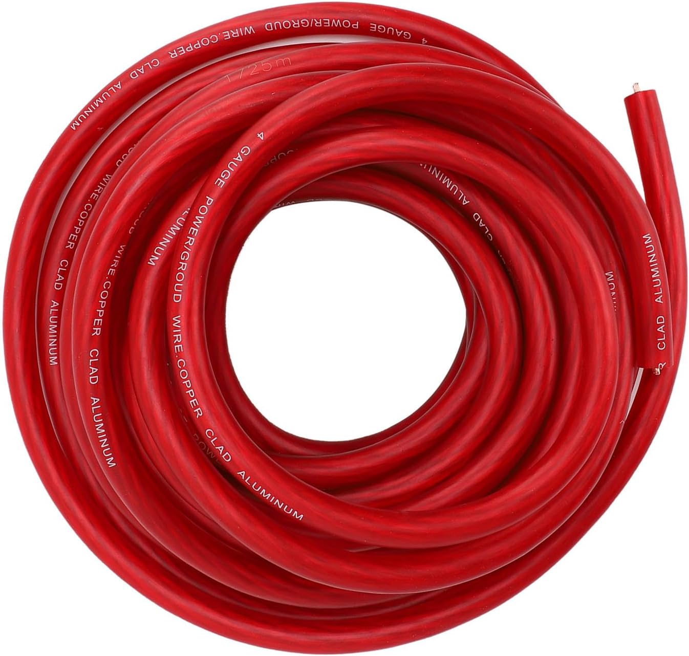4 Gauge Wire, Copper Clad Aluminum CCA Soft Touch 25ft 4 AWG Power Ground Cable for Car Speaker Systems Rv Trailer, Made with, Soft Touch Sheath, Color Coded Wires, for Easy (Red)