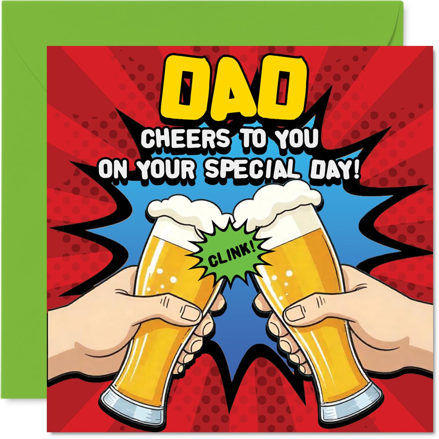 Dad Birthday Card - Cheers To You Raise a Glass - Happy Birthday Cards for Dad from Son Daughter, 145mm Father's Day Bday Greeting Cards
