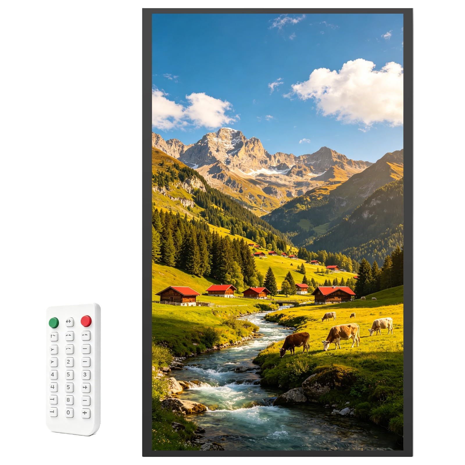 Large Digital Photo Frame, Electronic Photo Frame with Remote Control, Slideshow & 1920 x 1080, Remote Control, Anti-Glare Non-Touch, for Displaying Photos, Videos(Black,64GB)