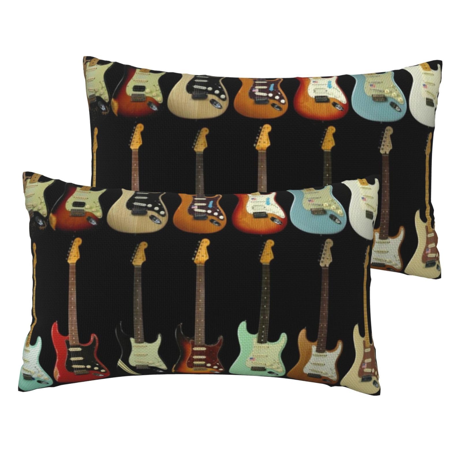 Housses de coussin en imitation lin motif guitare 45x45 cm lot de 2 pour salon