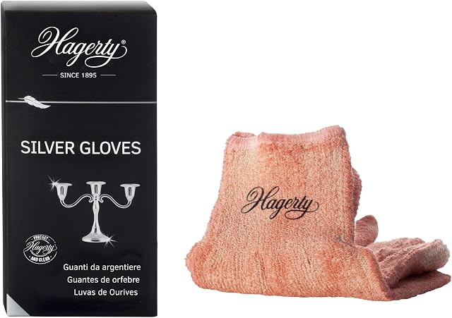 Hagerty Silver Gloves Silver cleaning gloves with tarnish protection 1 pair I Impregnated cotton polishing gloves I Practical silver gloves for cleaning silver and silver-plated metal